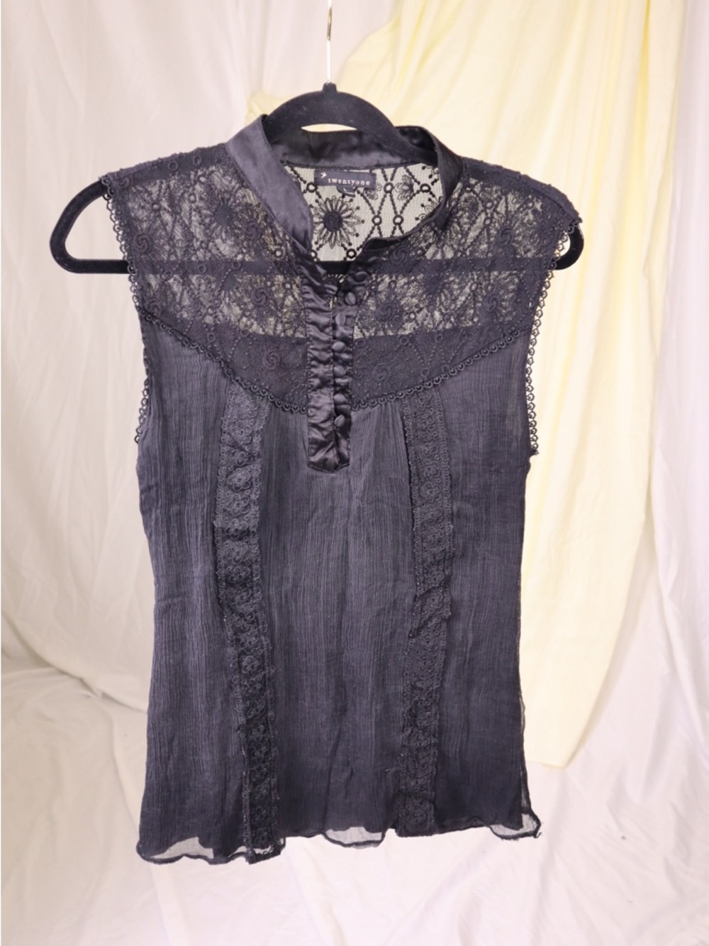 Y2K Silk Black Lace Sleeveless Blouse